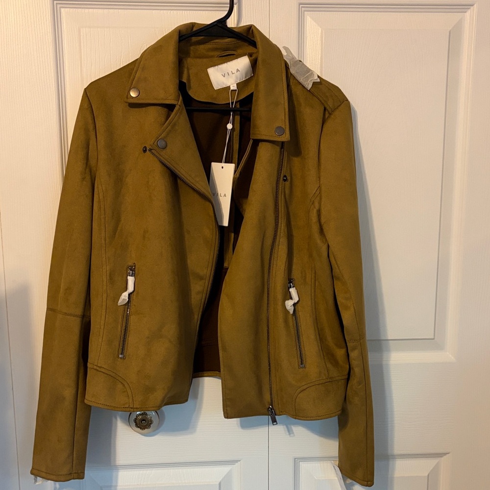 VILA Women's Tan Leather Jacket